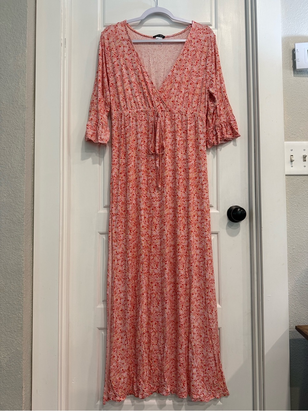 VENUS Pink Floral Maxi Swim Cover Up Dress Medium Boho Beach Resort